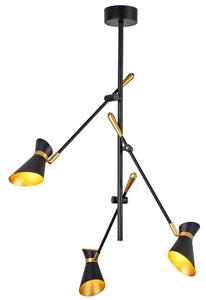 Searchlight 5943-3BG Diablo Three Light Ceiling Pendant With Adjustable Arms In Black And Gold