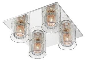 Impex PGH606101/04/PL/CH Laure Four Light Flush Ceiling Light In Chrome And Copper