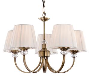 Firstlight 4863AB Langham 5 Light Multi-Arm Ceiling Light In Antique Brass With Pleated Cream Shades