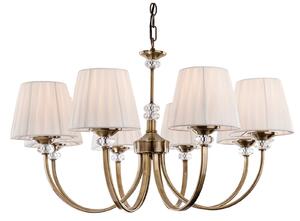 Firstlight 4864 Langham 8 Light Multi-Arm Ceiling Light In Antique Brass With Pleated Cream Shades