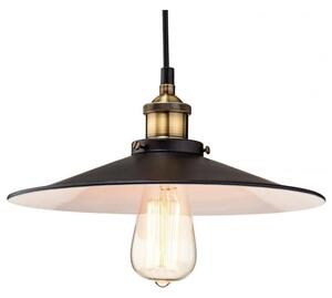 Firstlight 3471BK Empire One Light Ceiling Pendant Light In Black With Antique Brass
