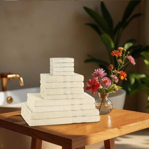 12 Piece 500GSM Towel Bale Sets - 4 Face Cloths, 4 Hand Towels, 2 Bath Towels, 2 Bath Sheets