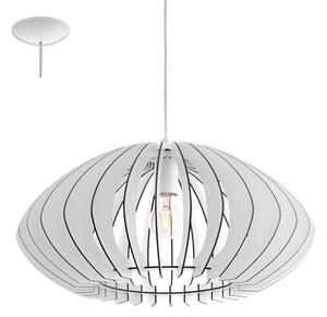 Eglo 95254 Cossano 2 One Light Ceiling Pendant Light In White Wood - Dia: 500mm