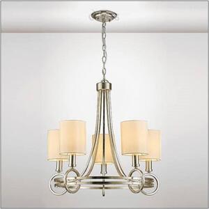 Diyas IL31702 Isabella 5 Light Multi Arm Pendant In Antique Silver With Beige Shades