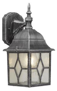 Traditional Black Silver Outdoor Leaded Glass Wall Lantern Light