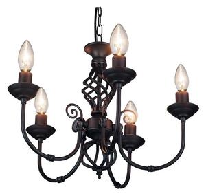 Classic 5 way Multi Arm Barley Ceiling Pendant Light In Black