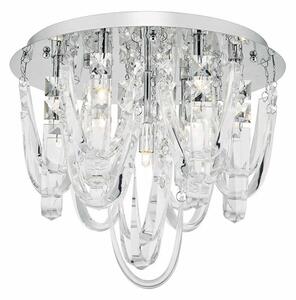 Dar ROX5050 Roxanne 7 Light Flush Ceiling Light In Chrome And Crystals