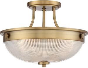 QZ/MANTLESFWS Mantle 2 Light Semi Flush Ceiling Light In Brass
