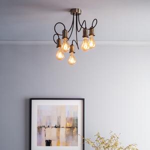 Dar ALZ5475 Alzbet 5 Light Semi Flush Ceiling Light In Antique Brass