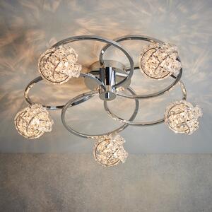 Endon 76595 Talia 5 Light Semi Flush In Chrome Plate And Clear Crystal Glass