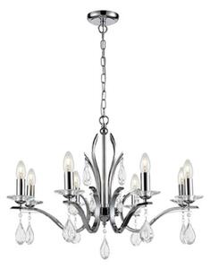 F2403-8 Forum 8 Light Ceiling Pendant In Chrome With Crystal Glass Drops