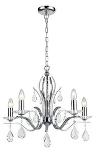 F2403-5 Forum 5 Light Ceiling Pendant In Chrome With Crystal Glass Drops