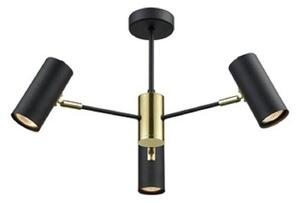 F2402-3 3 Light Semi Flush Ceiling Light In Black And Gold