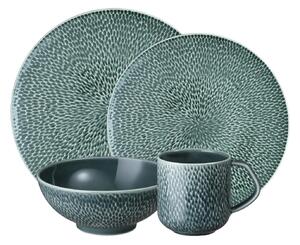 Carved Green 16 Piece Dinnerware Set -