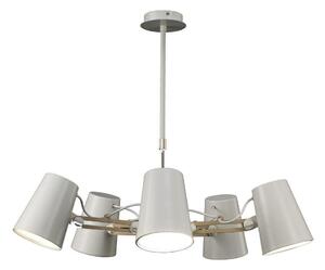 Mantra M3770 Looker 5 Light Telescopic Pendant Light In White And Beech Wood
