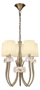 Mantra M4632AB Loewe 5 Light Slim Pendant Light With Shades In Antique Brass