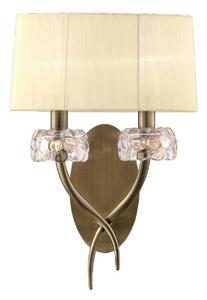 Mantra M4634AB/S Loewe 2 Light Switched Wall Light With Shades In Antique Brass