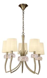 Mantra M4631AB Loewe 5 Light Ceiling Pendant Light With Shades In Antique Brass