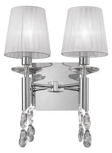 Mantra M3863/S Tiffany 2+2 Light Switched Wall Light In Chrome With White Shades