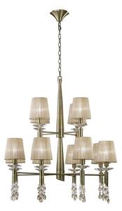 Mantra M3870 Tiffany 12+12 Light Pendant Light In Antique Brass With Soft Bronze Shades