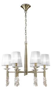 Mantra M3871 Tiffany 6+6 Light Round Pendant Light In Antique Brass With Soft Bronze Shades