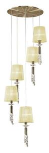Mantra M3877 Tiffany 5+5 Light Spiral Pendant Light In Antique Brass With Soft Bronze Shades