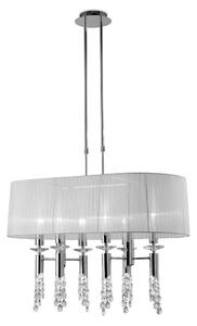 Mantra M3853 Tiffany 6+6 Light Oval Pendant Light In Chrome With White Shade