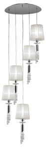 Mantra M3857 Tiffany 5+5 Light Spiral Pendant Light In Chrome With White Shades