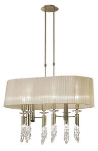 Mantra M3873 Tiffany 6+6 Light Oval Pendant Light In Antique Brass With Soft Bronze Shades
