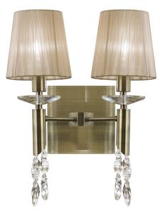 Mantra M3883/S Tiffany 2+2 Light Switched Wall Light In Antique Brass With Soft Bronze Shades