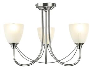 Cooper 3 Light Semi Flush Ceiling Light In Satin Nickel