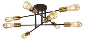 Searchlight 8048-8BK Armstrong 8 Light Semi Flush Ceiling Light In Black And Brass