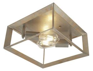 Searchlight 2412-2SI Heaton 2 Light Flush Ceiling Light In Brushed Silver Gold