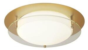 Searchlight 6830-38GO Bathroom Flush Ceiling Light In Gold With Clear Glass - Dia: 380mm