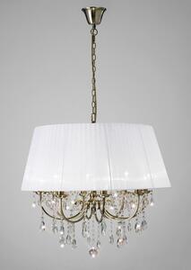 Diyas IL30057/WH Olivia 8 Light Ceiling Pendant In Antique Brass With White Shade
