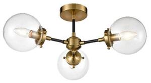 F2409-3 3 Light Semi Flush Ceiling Light In Antique Gold