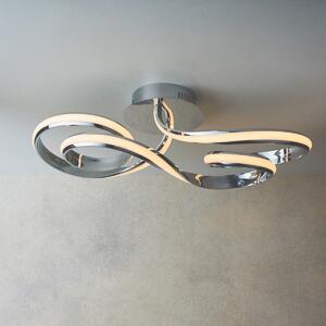 Semi Flush LED Ceiling Light In Chrome Plate And White Silicone