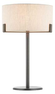 1 Light Table Lamp In Brushed Bronze With Natural Linen Shade