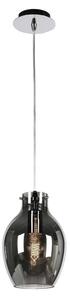 Mantra M6273 Anfora 1 Light Small Ceiling Pendant In Chrome And Smoked Glass - Dia: 180mm