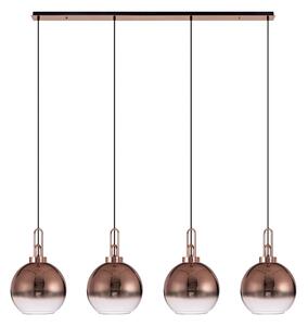 Glenn 4 Light Globe Linear Pendant In Copper With Copper And Clear Glass