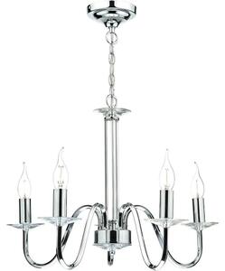 PIQ0550 Pique 5 Light Chandelier In Polished Chrome And Crystal Bobeche