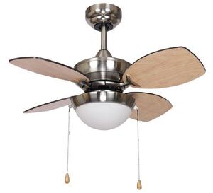 Fantasia 115557 Kompact 4 Blade Ceiling Fan In Nickel With Maple/Oak Blades And LED Light