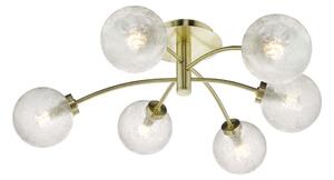 Dar AVA6441 Avari 6 Light Semi Flush Ceiling Light In Brass With Frosted Glass