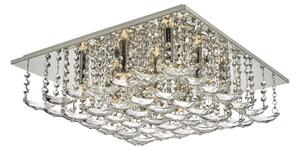 Dar ORE1350 Orella 9 Light Flush Ceiling Light In Polished Chrome With Crystals