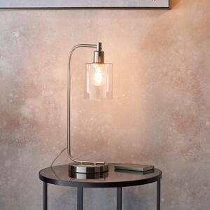Endon 90558 Toledo 1 Light Table Lamp In Brushed Nickel Plate And Clear Glass