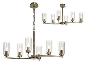 Benz 6 Light Semi Flush Ceiling Light In Antique Brass With Clear Glass