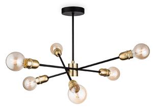 Firstlight 3702BK Trident 6 Light Semi Flush Ceiling Light In Black With Brushed Brass
