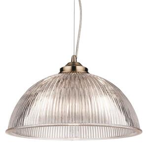 Firstlight 3723AB Ashford 1 Light Ceiling Light In Antique Brass With Ribbed Clear Glass Shade