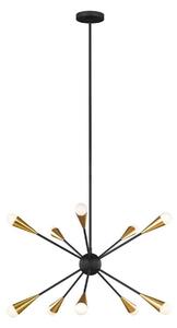 FE-JAX10-MB Jax 10 Light Chandelier In Midnight Black And Burnished Brass