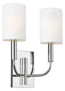 FE-BRIANNA2-PN Brianna 2 Light Wall Light In Polished Nickel With White Linen Shades